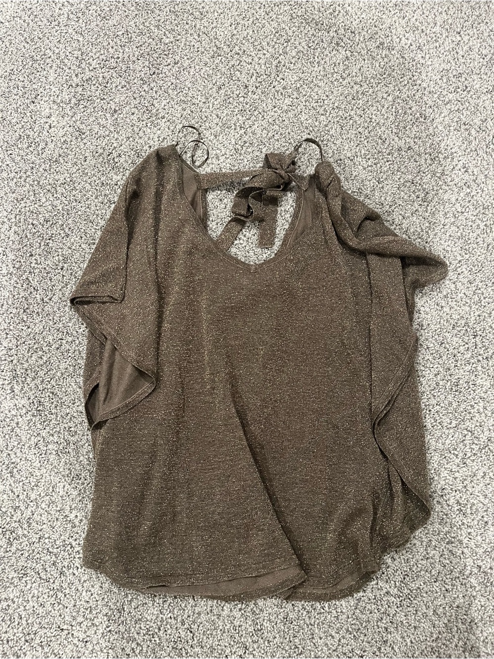 Oasis Shimmery Brown Tie-Back Blouse
